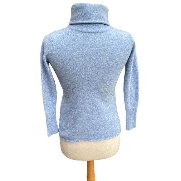 Athleta 100% Cashmere Turtleneck Sweater Heather Blue Minimalist Quiet Luxury-XS - Picture 9 of 13